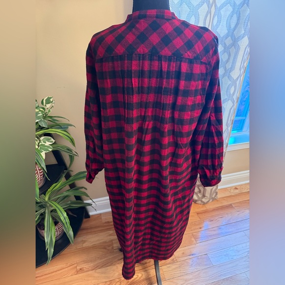VTG LL Bean Long Flannel Nightgown Women’s Size M/Petite Red/Black Buffalo Plaid - Picture 5 of 12